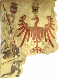 Fragment des ältesten Banners Tirols (Bundesstandarte, um 1500)
