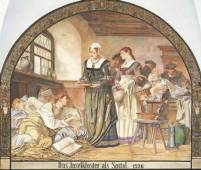 Reformationszeit: Margarete Blarer bei der Pflege Pestkranker im Dominikanerkloster (Fresko im Inselhotel)