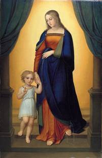 Maria mit dem Jesusknaben an der Hand. Gemälde von Marie Ellenrieder (1824)